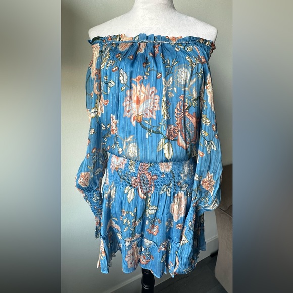 NWT RAMY BROOK Printed Willow Off-the-shoulder Mini Dress - Picture 5 of 6